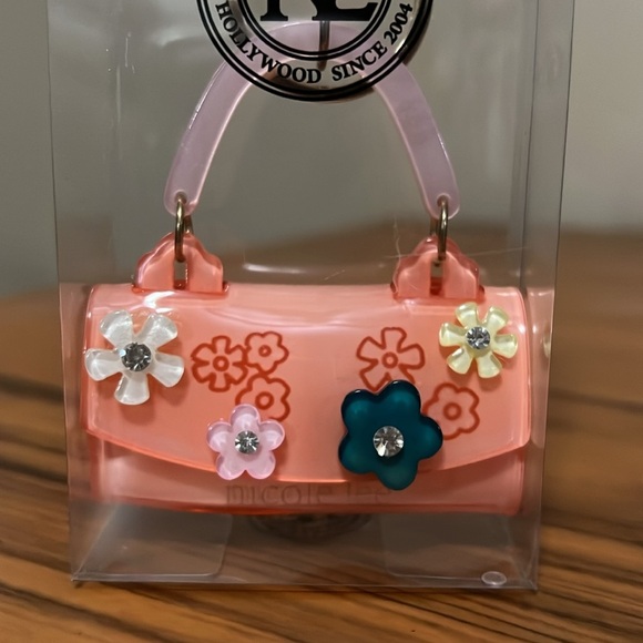 Nicole Lee Orange Flower Designer Purse Keychain NIB - Picture 3 of 4